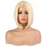 Lace Front Wig, Short Length, 8", Bob Cut, Color #613 (Platinum Blonde), Made With Remy Indian Human Hair