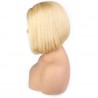 Lace Front Wig, Short Length, 8", Bob Cut, Color #613 (Platinum Blonde), Made With Remy Indian Human Hair