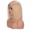 Lace Front Wig, Short Length, 10", Bob Cut, Color #22 (Light Pale Blonde), Made With Remy Indian Human Hair