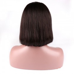 Lace Front Wig, Short length, 10", Bob Cut, Color #1B (Off Black), Made With Remy Indian Human Hair