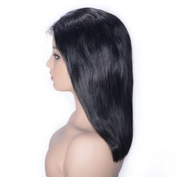 Lace Front Wig, Medium Length, Color #1 (Jet Black), Made With Remy Indian Human Hair