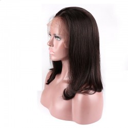 Lace Front Wig, Medium Length, Color #1B (Off Black), Made With Remy Indian Human Hair