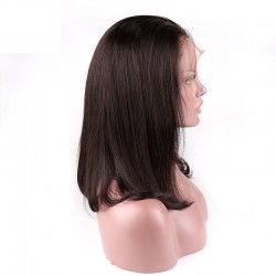 Lace Front Wig, Medium Length, Color #1B (Off Black), Made With Remy Indian Human Hair