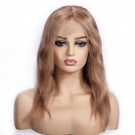 Lace Front Wig, Medium Length, Color #8 (Chestnut Brown), Made With Remy Indian Human Hair