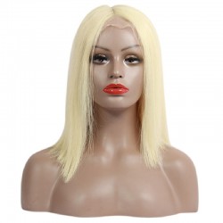 Lace Front Wig, Medium Length, Color #22 (Light Pale Blonde), Made With Remy Indian Human Hair