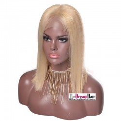 Lace Front Wig, Medium Length, Color #24 (Golden Blonde), Made With Remy Indian Human Hair