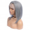 Lace Front Wig, Medium Length, Color Grey (Silver), Made With Remy Indian Human Hair