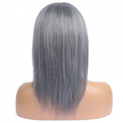 Lace Front Wig, Medium Length, Color Grey (Silver), Made With Remy Indian Human Hair