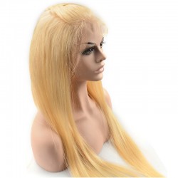 Lace Front Wig, Long Length, Color #24 (Golden Blonde), Made With Remy Indian Human Hair