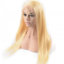 Lace Front Wig, Long Length, Color #24 (Golden Blonde), Made With Remy Indian Human Hair