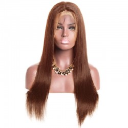 Lace Front Wig, Long Length, Color #4 (Dark Brown), Made With Remy Indian Human Hair