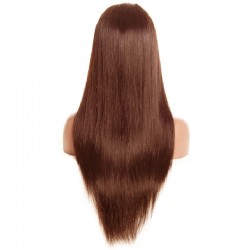 Lace Front Wig, Long Length, Color #4 (Dark Brown), Made With Remy Indian Human Hair