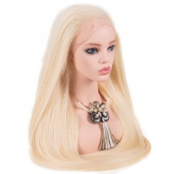 Lace Front Wig, Extra Long Length, Color #60 (Lightest Blonde), Made With Remy Indian Human Hair