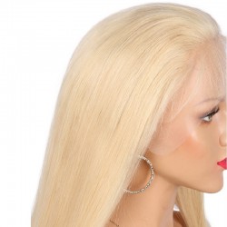 Lace Front Wig, Extra Long Length, Color #613 (Platinum Blonde), Made With Remy Indian Human Hair