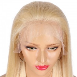 Lace Front Wig, Extra Long Length, Color #613 (Platinum Blonde), Made With Remy Indian Human Hair