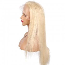 Lace Front Wig, Extra Long Length, Color #613 (Platinum Blonde), Made With Remy Indian Human Hair