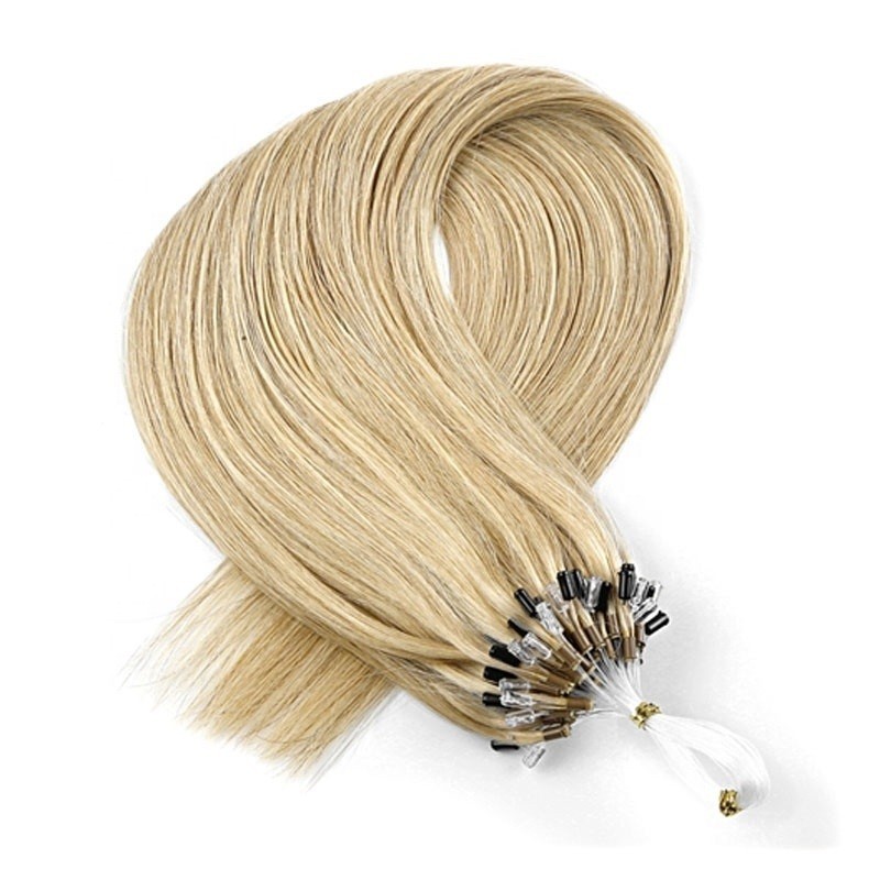 Micro Loop Ring Hair Extensions, Color #18 (Light Ash Blonde), Made With Remy Indian Human Hair