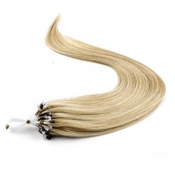 Micro Loop Ring Hair Extensions, Color #18 (Light Ash Blonde), Made With Remy Indian Human Hair