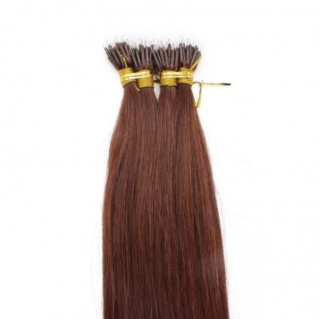 Nano Ring Hair Extensions, Color #33 (Auburn), Made With Remy Indian Human Hair