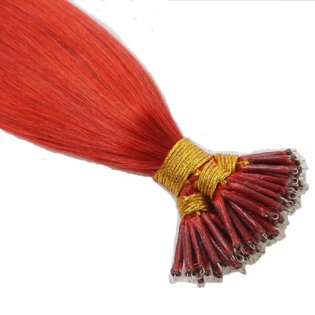 Nano Ring Hair Extensions, Color #Red, Made With Remy Indian Human Hair