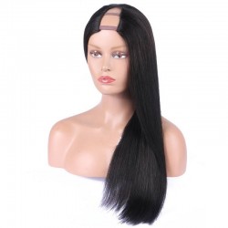 U-Part Wig, Color #1 (Jet Black), Made With Remy Indian Human Hair