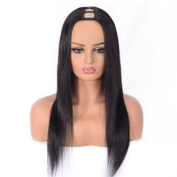 U-Part Wig, Color #1B (Off Black), Made With Remy Indian Human Hair