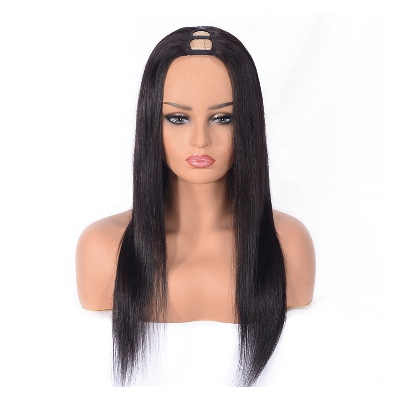 U-Part Wig, Color #1B (Off Black), Made With Remy Indian Human Hair