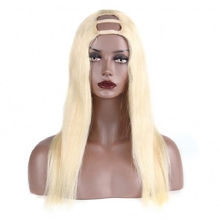 U-Part Wig, Color #613 (Platinum Blonde), Made With Remy Indian Human Hair