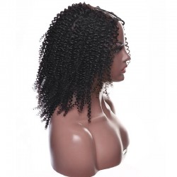 U-Part Wig, Deep Curly, Color #1 (Jet Black), Made With Remy Indian Human Hair