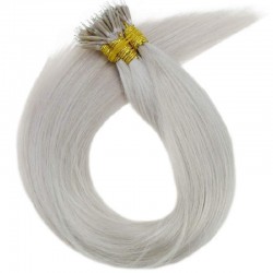 Nano Ring Hair Extensions, Color #Grey, Made With Remy Indian Human Hair