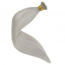 Nano Ring Hair Extensions, Color #Grey, Made With Remy Indian Human Hair