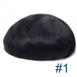 Men’s Wig - Toupee, Super-Thin Skin Base 0.06mm, Color #1 (Jet Black), Made With Remy Indian Human Hair