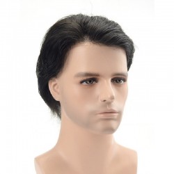 Men’s Wig - Toupee, Super-Thin Skin Base 0.06mm, Color #1A (Black), Made With Remy Indian Human Hair