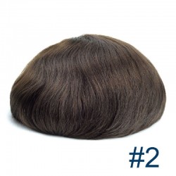 Men’s Wig - Toupee, Super-Thin Skin Base 0.06mm, Color #2 (Darkest Brown), Made With Remy Indian Human Hair