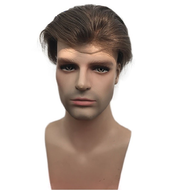 Men’s Wig - Toupee, Super-Thin Skin Base 0.06mm, Color #2 (Darkest Brown), Made With Remy Indian Human Hair