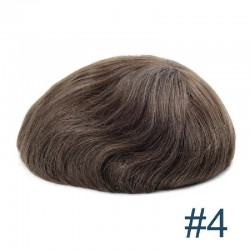 Men’s Wig - Toupee, Super-Thin Skin Base 0.06mm, Color #4 (Dark Brown), Made With Remy Indian Human Hair