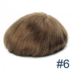 Men’s Wig - Toupee, Super-Thin Skin Base 0.06mm, Color #6 (Medium Brown), Made With Remy Indian Human Hair