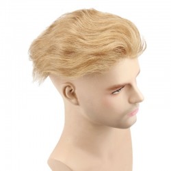 Men’s Wig - Toupee, Super-Thin Skin Base 0.06mm, Color #22 (Light Blonde), Made With Remy Indian Human Hair