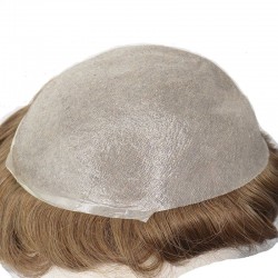 Men’s Wig - Toupee, Super-Thin Skin Base 0.08mm, Color #6 (Medium Brown), Made With Remy Indian Human Hair