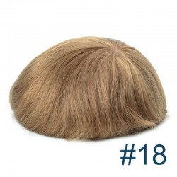 Men’s Wig - Toupee, Super-Thin Skin Base 0.08mm, Color #18 (Dark Blonde), Made With Remy Indian Human Hair