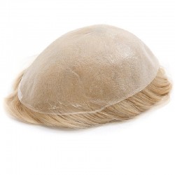 Men’s Wig - Toupee, Super-Thin Skin Base 0.08mm, Color #22 (Light Blonde), Made With Remy Indian Human Hair