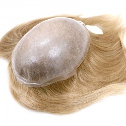 Men’s Wig - Toupee, Super-Thin Skin Base 0.08mm, Color #22 (Light Blonde), Made With Remy Indian Human Hair