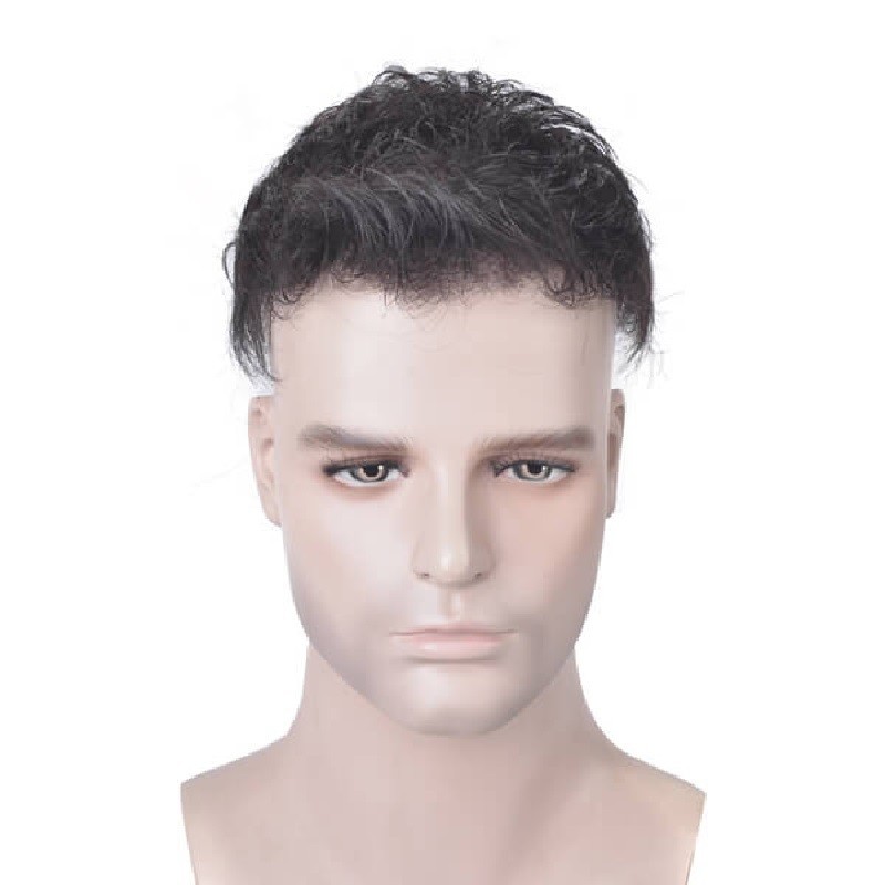 Men’s Wig - Toupee, Full French Lace Base, Color #1A (Black), Made With Remy Indian Human Hair