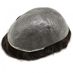 Men’s Wig - Toupee, Super-Thin Skin Base 0.08mm, Color #1B05 (Off Black with 5% Grey Hair), Made With Remy Indian Human Hair