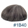 Men’s Wig - Toupee, Full French Lace Base, Color #1B40 (Off Black with 40% Grey Hair), Made With Remy Indian Human Hair