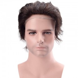 Men’s Wig - Toupee, Full French Lace Base, Color #2 (Darkest Brown), Made With Remy Indian Human Hair