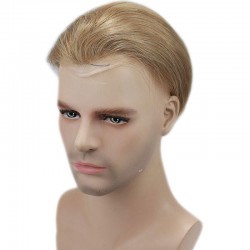 Men’s Wig - Toupee, Full French Lace Base, Color #18 (Dark Blonde), Made With Remy Indian Human Hair