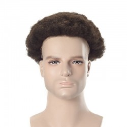 Men’s Wig - Toupee, Afro Curl, Full French Lace Base, Color #1B (Off Black), Made With Remy Indian Human Hair