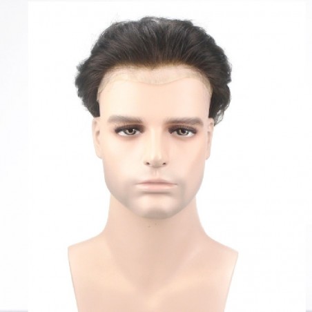 Men's Wig - Toupee, Super Fine Welded Mono Base, Color #1A (Black), Made With Remy Indian Human Hair