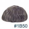 Men's Wig - Toupee, Super Fine Welded Mono Base, Color #1B50 (Off Black with 50% Grey Hair), Made With Remy Indian Human Hair